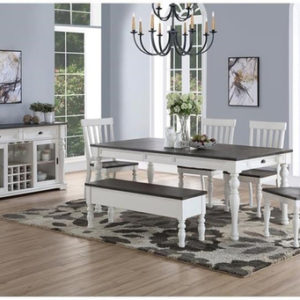Dining Chair Set of 2 Two Tone Ivory Charcoal Slat Back