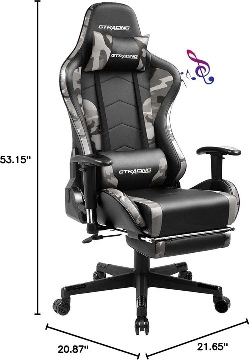 Gaming Chair With Bluetooth Speakers And Footrest Blue - Image 3