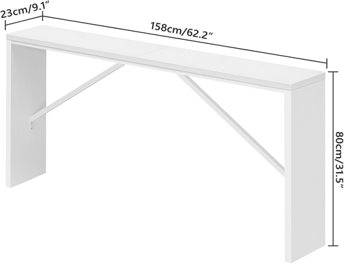 62.2-Inch Industrial White Console Table With Metal Frame - Image 2