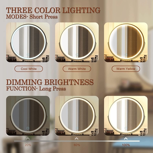 Vanity Desk Set With Drawers And LED Lighted Mirror - Image 4