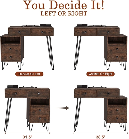 Vanity Desk Set With Drawers And LED Lighted Mirror - Image 5