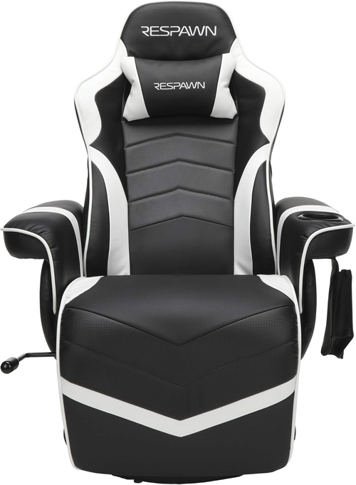 White Gaming Recliner Cupholder And Adjustable Footrest - Image 3