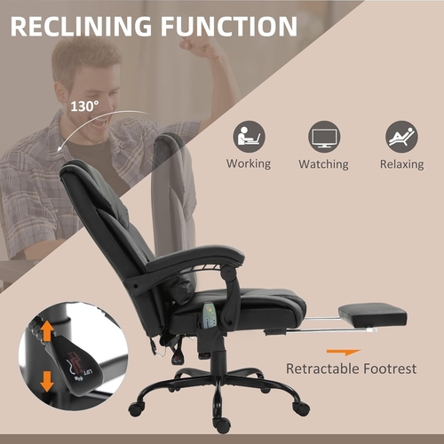 High Back Massage Office Chair With 6 Vibration Points And Footrest - Image 5