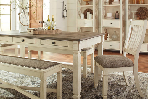Bolanburg Farmhouse Dining Table Drawers Whitewash Seats 6 - Image 8