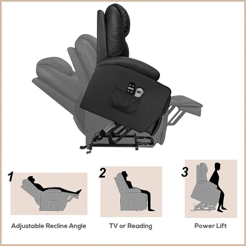 Power Lift Recliner Chair Leather With Massage For Elderly - Image 4