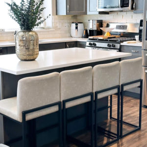 Set Of 4 Counter Height Bar Stools PU Leather With Back