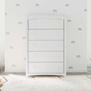 White Storkcraft Kenton 5 Drawer Dresser For Nursery