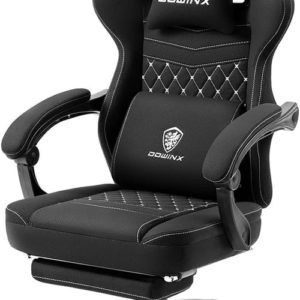 Black Breathable Fabric Gaming Chair With Massage Pad