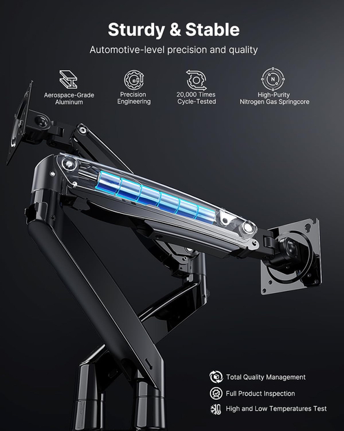Dual Monitor Stand With USB Port Height Adjustable Arms - Image 8