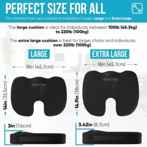 XL Memory Foam Office Chair Cushion With Lumbar Support