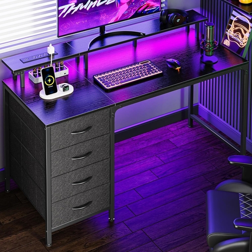 47 Inch Gaming Desk With LED Lights For Home Office