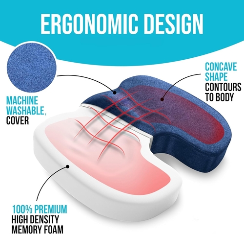 XL Memory Foam Office Chair Cushion With Lumbar Support - Image 3
