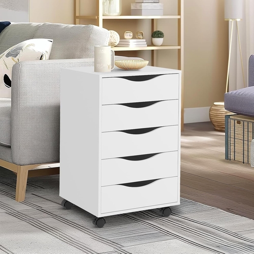 5 Drawer File Cabinet White For Home Office Organization - Image 5