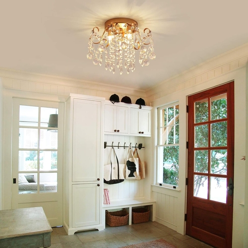 Small Gold Crystal Chandelier Three Light G9 Modern Design - Image 6
