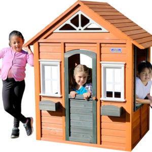 Wooden Playhouse With Open Design And Flower Pot Holders