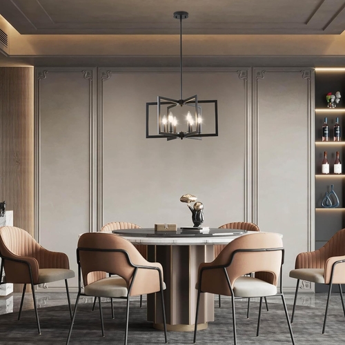 Black Metal Chandelier For Dining Room 6 Light Modern - Image 6