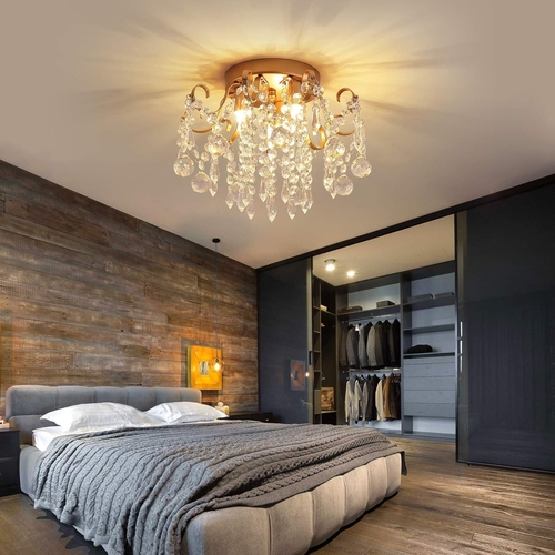 Small Gold Crystal Chandelier Three Light G9 Modern Design - Image 5