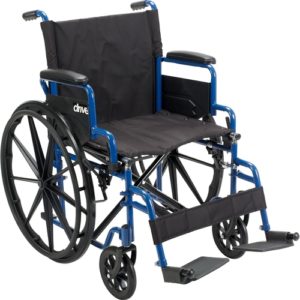 Blue Streak Folding Wheelchair With Flip Back Desk Arms 20 Inch Seat