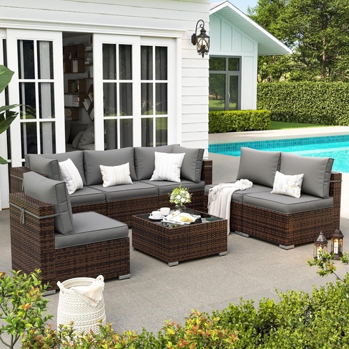 7 Piece Outdoor Sectional Patio Set With Waterproof Cover - Image 7