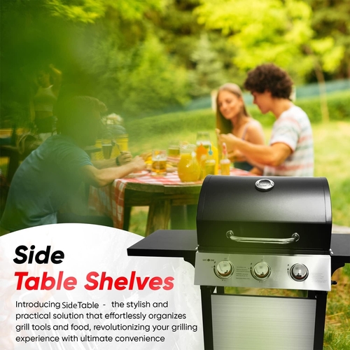 3 Burner Stainless Steel Propane Gas Grill With Cabinet - Image 6