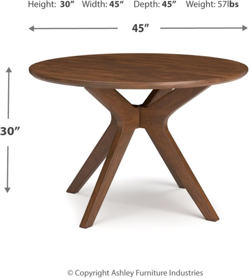 Traditional Round Dining Table Seats 4 Brown Finish - Image 2