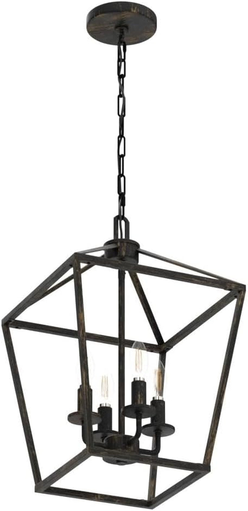 Industrial Black and Gold 4 Light Chandelier With Adjustable Chain - Image 4