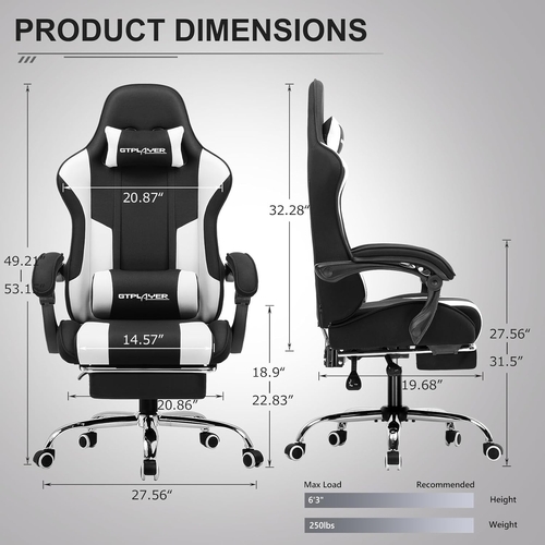 Ergonomic Gaming Chair With Footrest And Lumbar Support - Image 3