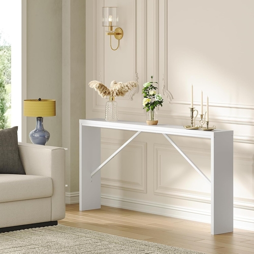 62.2-Inch Industrial White Console Table With Metal Frame - Image 4