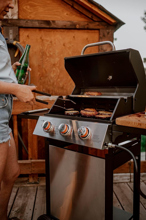 3 Burner Stainless Steel Propane Gas Grill With Cabinet - Image 4