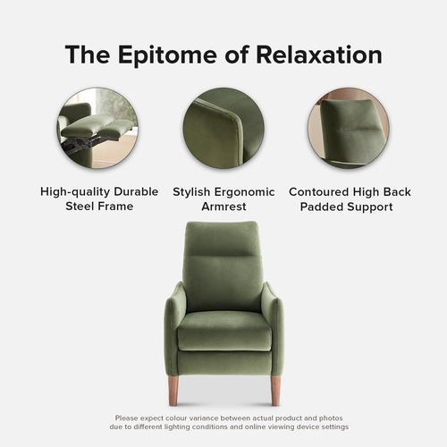 Arthur Olive Green Velvet Recliner Chair With 3 Positions - Image 5
