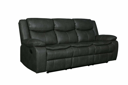 Modern Soft Gray Faux Leather Reclining Sofa - Image 2