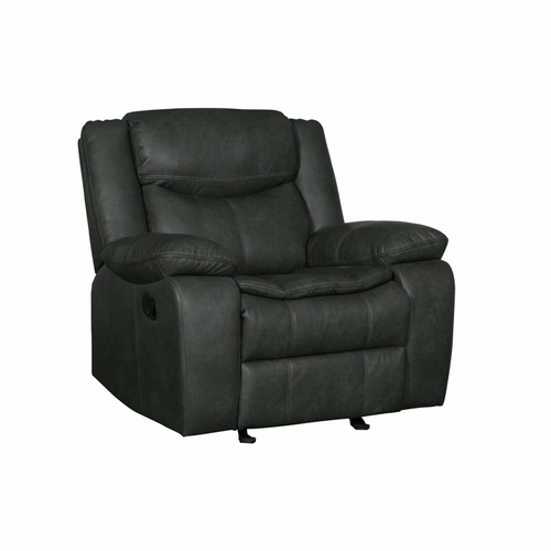 Modern Soft Gray Faux Leather Reclining Sofa - Image 7