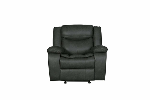 Modern Soft Gray Faux Leather Reclining Sofa - Image 8