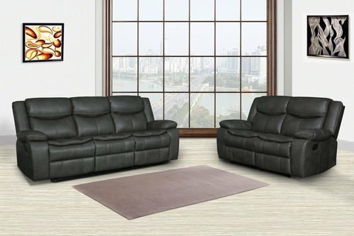 Modern Soft Gray Faux Leather Reclining Sofa - Image 10