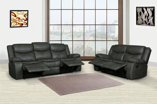 Modern Soft Gray Faux Leather Reclining Sofa - Image 11