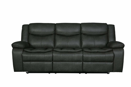 Modern Soft Gray Faux Leather Reclining Sofa - Image 12