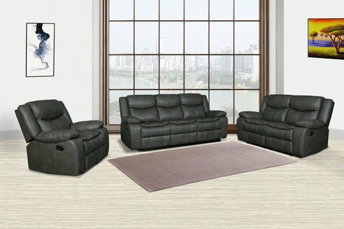 Modern Soft Gray Faux Leather Reclining Sofa - Image 13