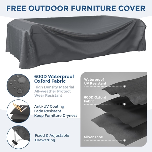7 Piece Outdoor Sectional Patio Set With Waterproof Cover - Image 4