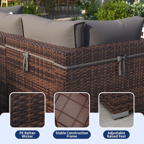 7 Piece Outdoor Sectional Patio Set With Waterproof Cover - Image 3