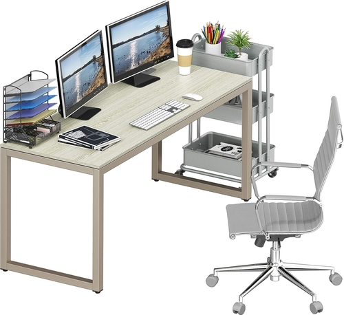 55 Inch Maple Computer Desk With Grommets And Glides - Image 3