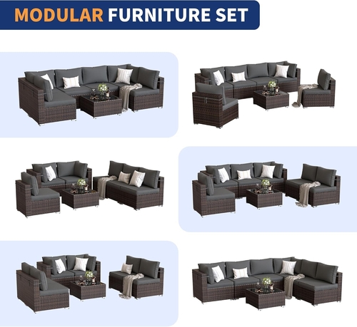 7 Piece Outdoor Sectional Patio Set With Waterproof Cover - Image 6
