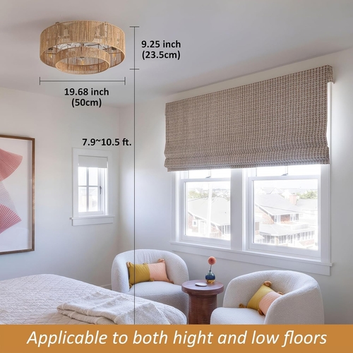 20 Inch Boho Rattan Ceiling Fan With Light And Remote - Image 4