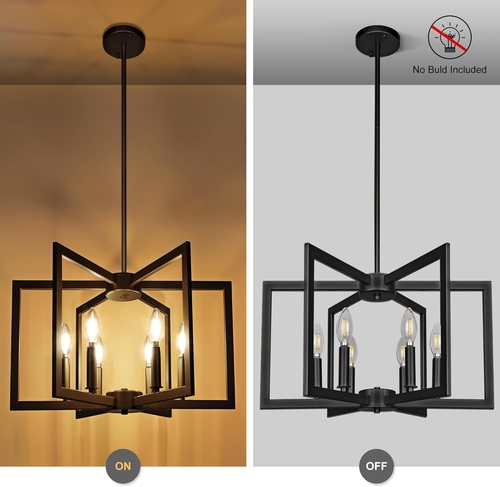 Six Light Black Farmhouse Chandelier For Kitchen Island - Image 4