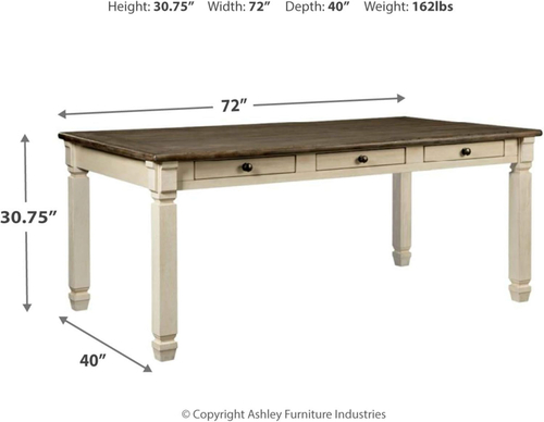 Bolanburg Farmhouse Dining Table Drawers Whitewash Seats 6 - Image 2