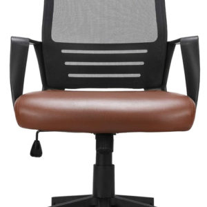 Ergonomic Leather Mesh Office Chair Lumbar Support Brown