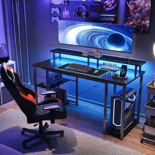 48 Inch LED Gaming Desk With Monitor Stand And USB Ports - Image 5