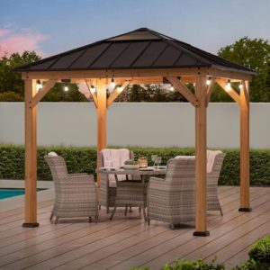 9x9 Cedar Framed Hardtop Gazebo Outdoor Patio Garden Shade