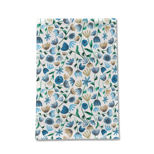 Blue Ink Floral Tea Towel - Image 2