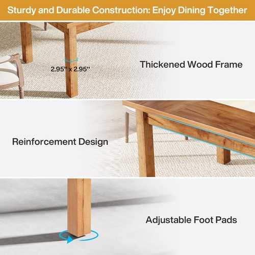 70.87 Inch Wood Dining Table Farmhouse Thickened Legs - Image 4
