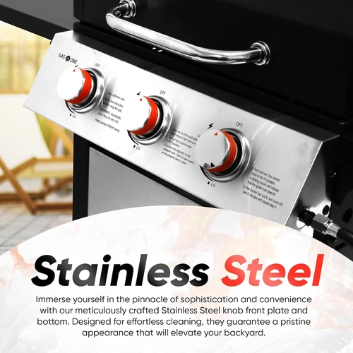 3 Burner Stainless Steel Propane Gas Grill With Cabinet - Image 2